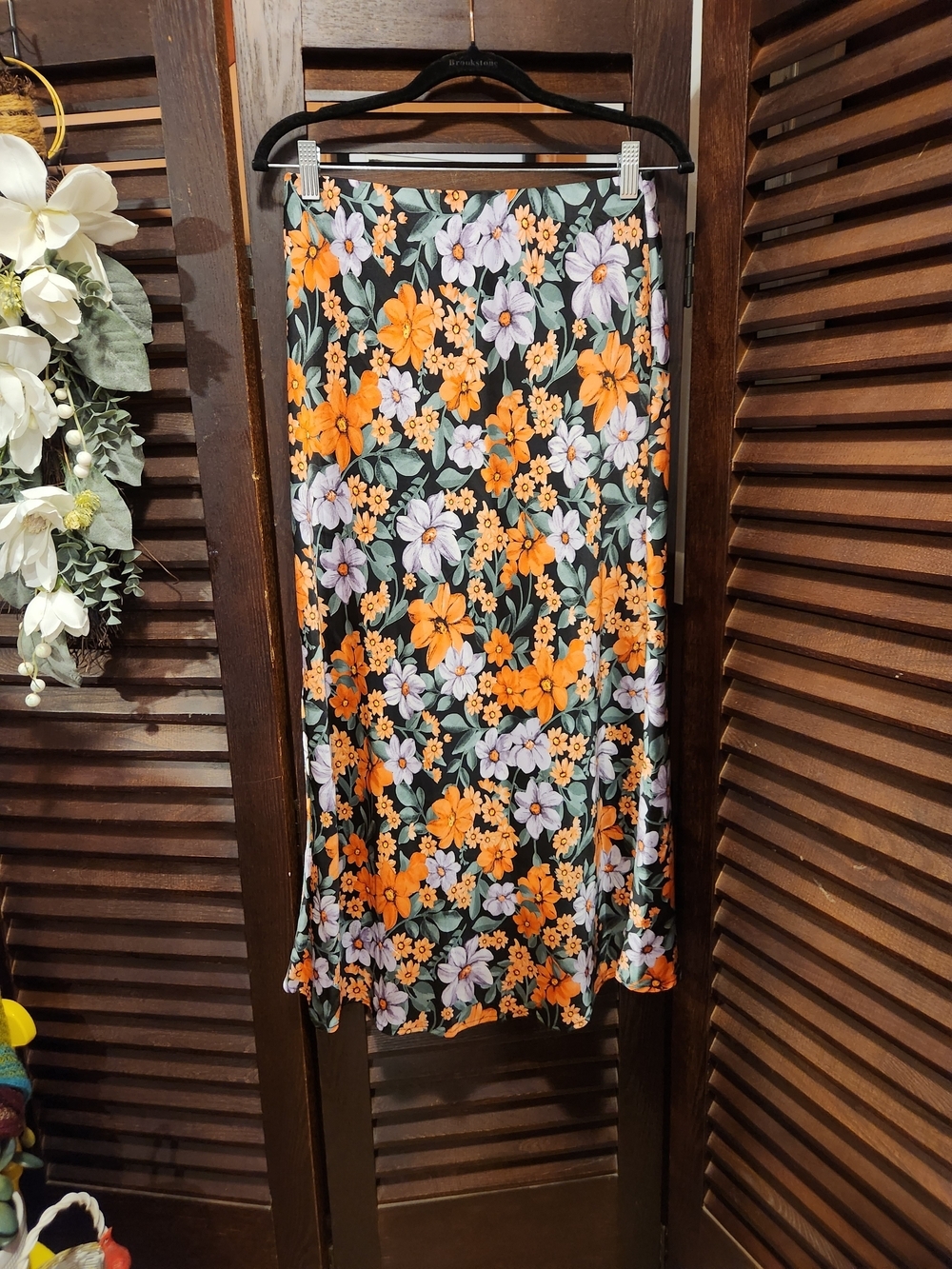 Maxi Floral Skirt in Orange and Lavender